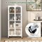 Costway Storage Cabinet with Wheels & 2 Translucent Doors Adjustable Shelves Sideboard 24" x 14.5" x 58"